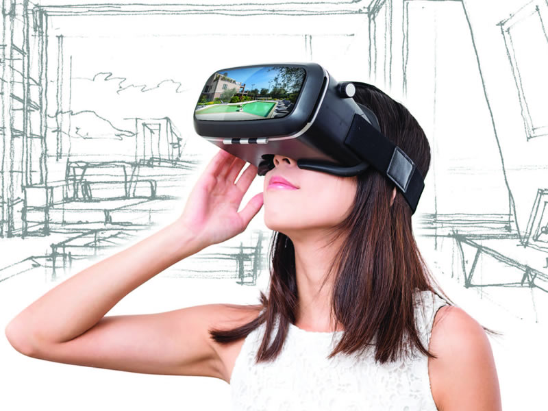 Domotica a brescia, ragazza con visore per realtà virtuale